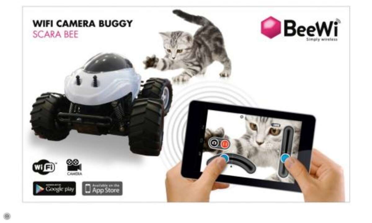 Gesteuert wird der Smartphone Buggy per iOS- oder Android-Smartphone (Bild: Beewi)