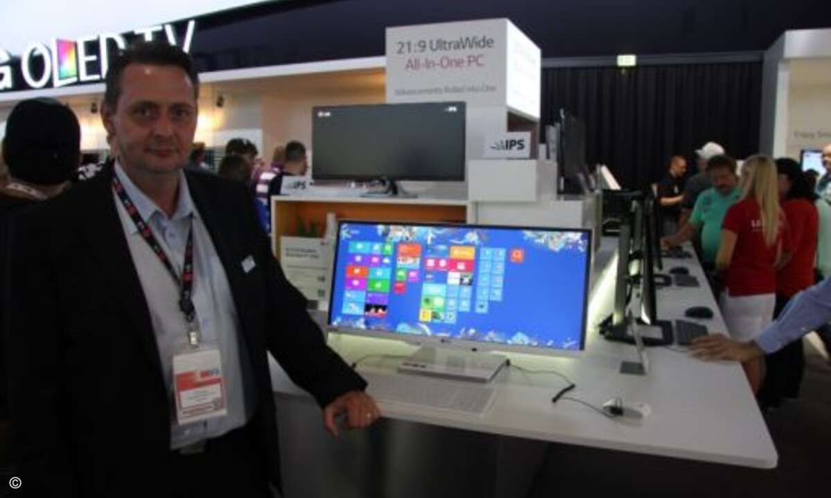 LG zeigte neben gebogenen OLED-Displays auch All-In-One-Rechner im 21:9-Format. (Foto: CRN)