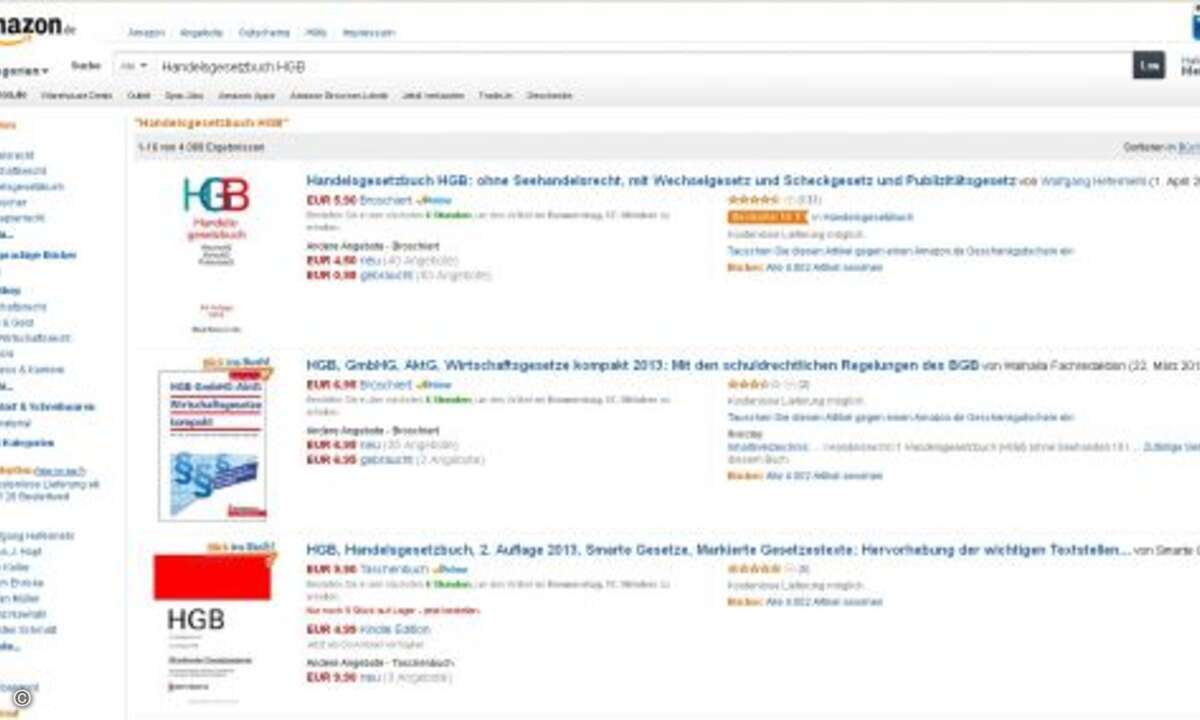 Verkaufsrang 13: Handelsgesetzbuch HGB (Bild: Screenshot Amazon.de)