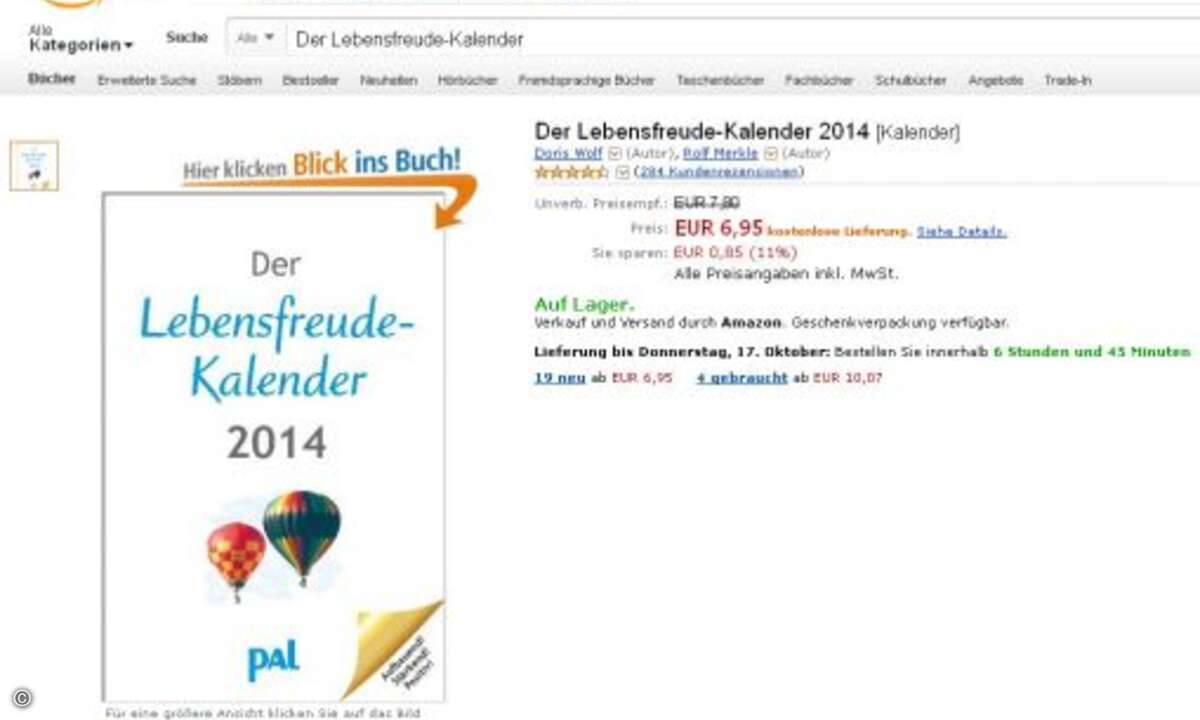 Verkaufsrang 9: Der Lebensfreude-Kalender (Bild: Screenshot Amazon.de)