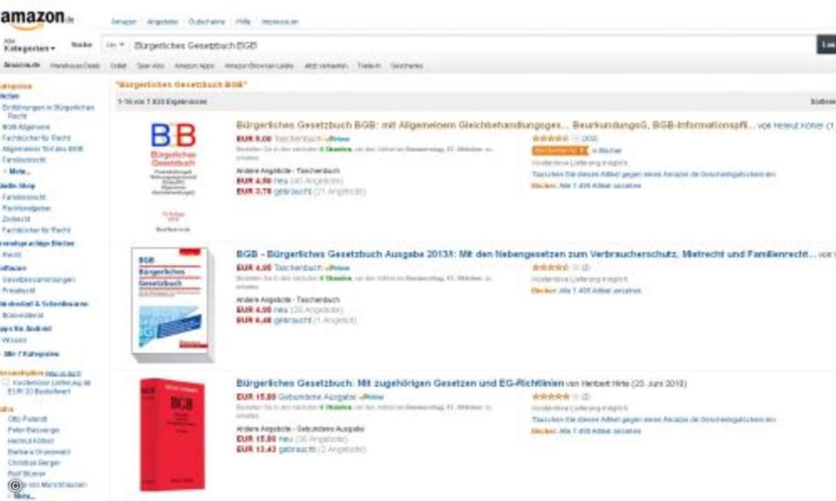 Verkaufsrang 3: Bürgerliches Gesetzbuch BGB (Bild: Screenshot Amazon.de)