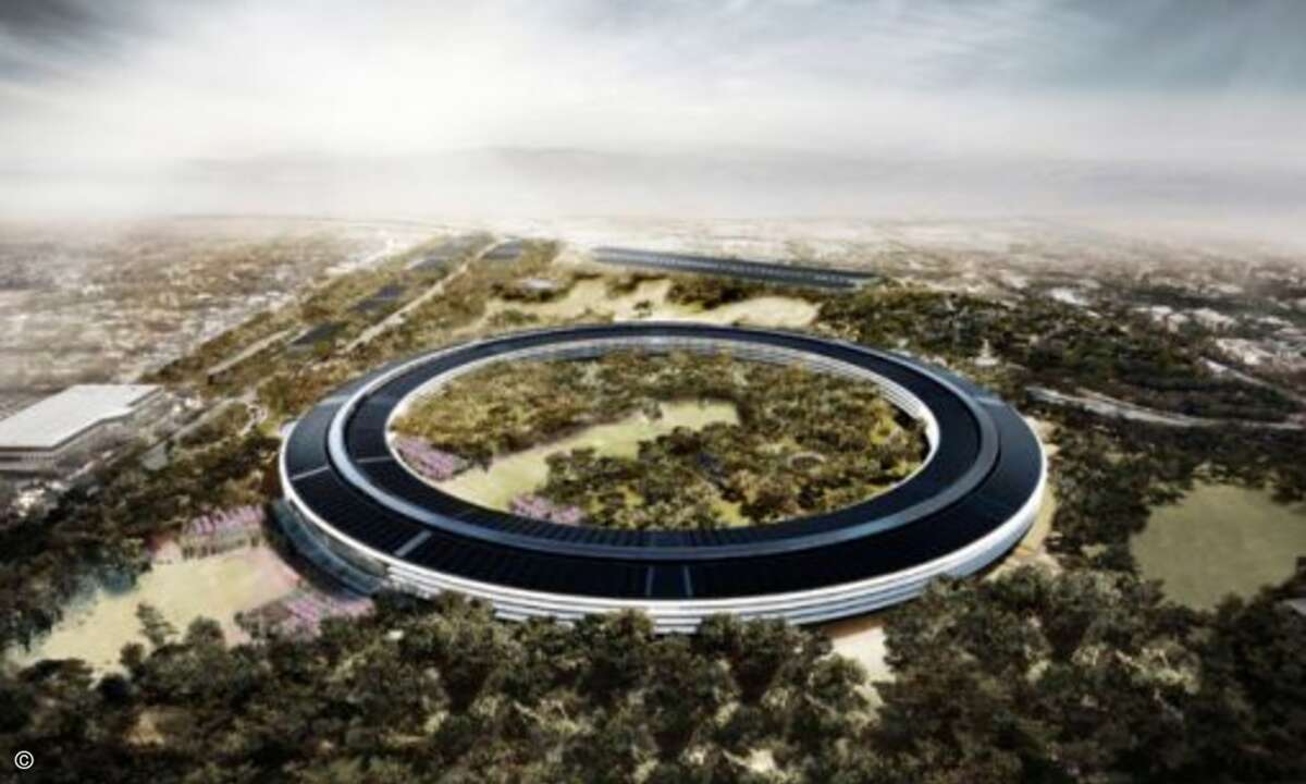 Apples futuristisches Hauptgebäude aus der Vogelperspektive (Foto: Cupertino)