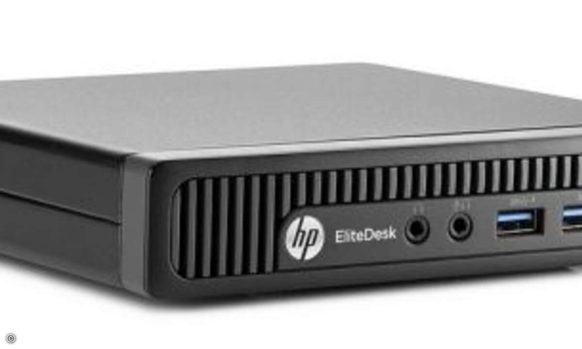 Der »HP EliteDesk 800 G1« kommt im Mini-Gehäuse mit einem Liter Volumen und damit ist er der kleinste Rechner im Portfolio. Trotz Größe soll er aber durch flexible und vollwertige Ausstattung überzeugen. (Foto: HP)