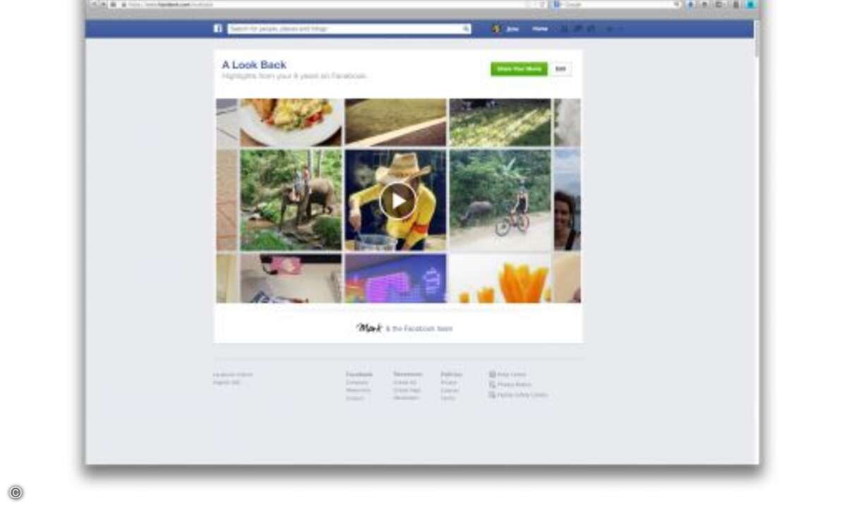 Als kleines Zuckerl gibt es ab heute die Funktion Look Back, eine Übersicht der eigenen Geschichte auf Facebook. (Bild: Facebook)