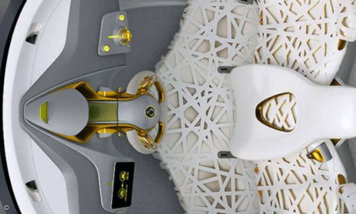 ... die zentrale Sitzposition des Fahrers, was den Kwid in Ländern mit Links- und Rechtsverkehr gleichermaßen problemlos fahrbar macht. Der Fahrersitz wird auf einer zentralen Schiene geführt und lässt sich elektrisch verstellen. Die Beifahrersitze r