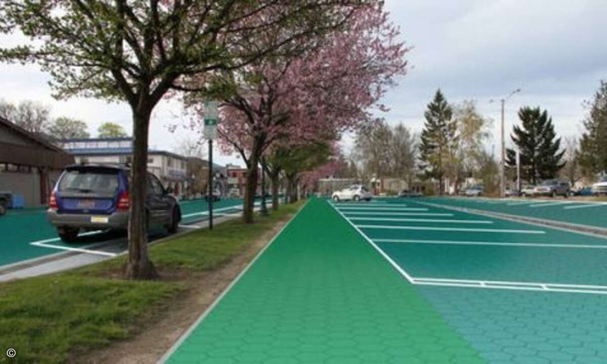 Mit den Solarzellen können Parkplätze, Gehwege, Straßen und Autobahnen gepflastert werden (Bild: Solar Roadways)