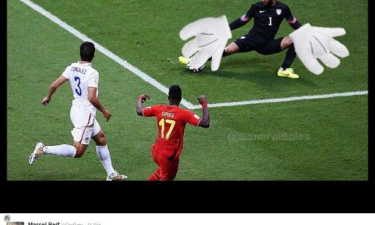 Mit seinen Paraden brachte US-Goalie Tim Howard Belgien an den Rand der Verzweiflung.. (Quelle: Twitter)