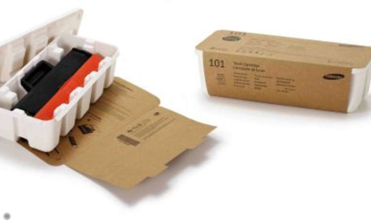 Die Tonerverpackung der Zukunft soll umweltfreundlicher werden und aus einem Stück gefertigt sein (Foto: Samsung).