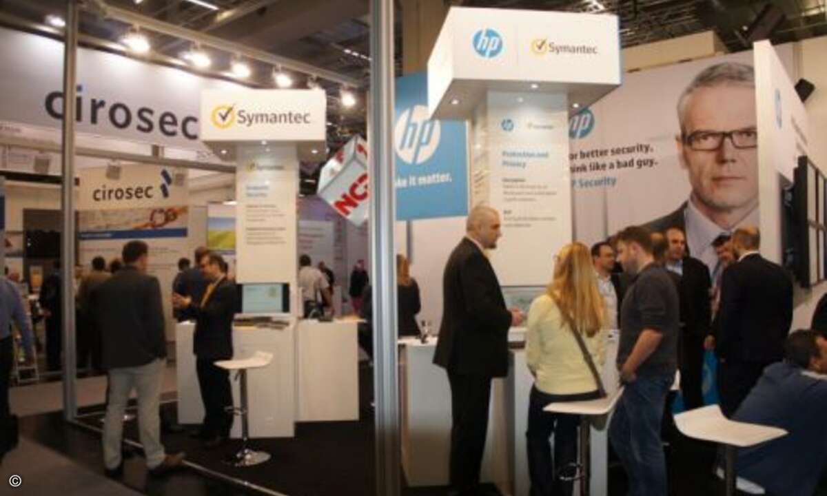Blick auf den Stand von Symantec und HP. (Foto: CRN)