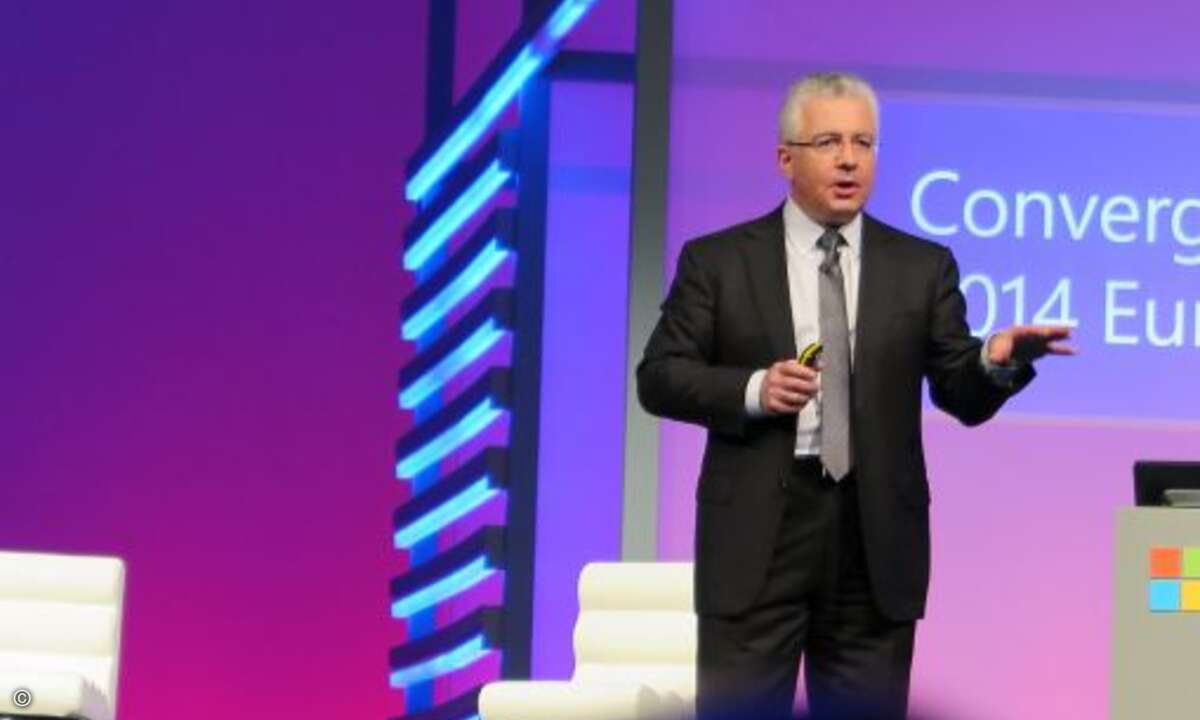 Kirill Tatarinov, weltweiter Chef von Microsofts Dynamics-Sparte, hält die Keynote auf der Convergence Europe 2014 in Barcelona. (Foto: CRN)