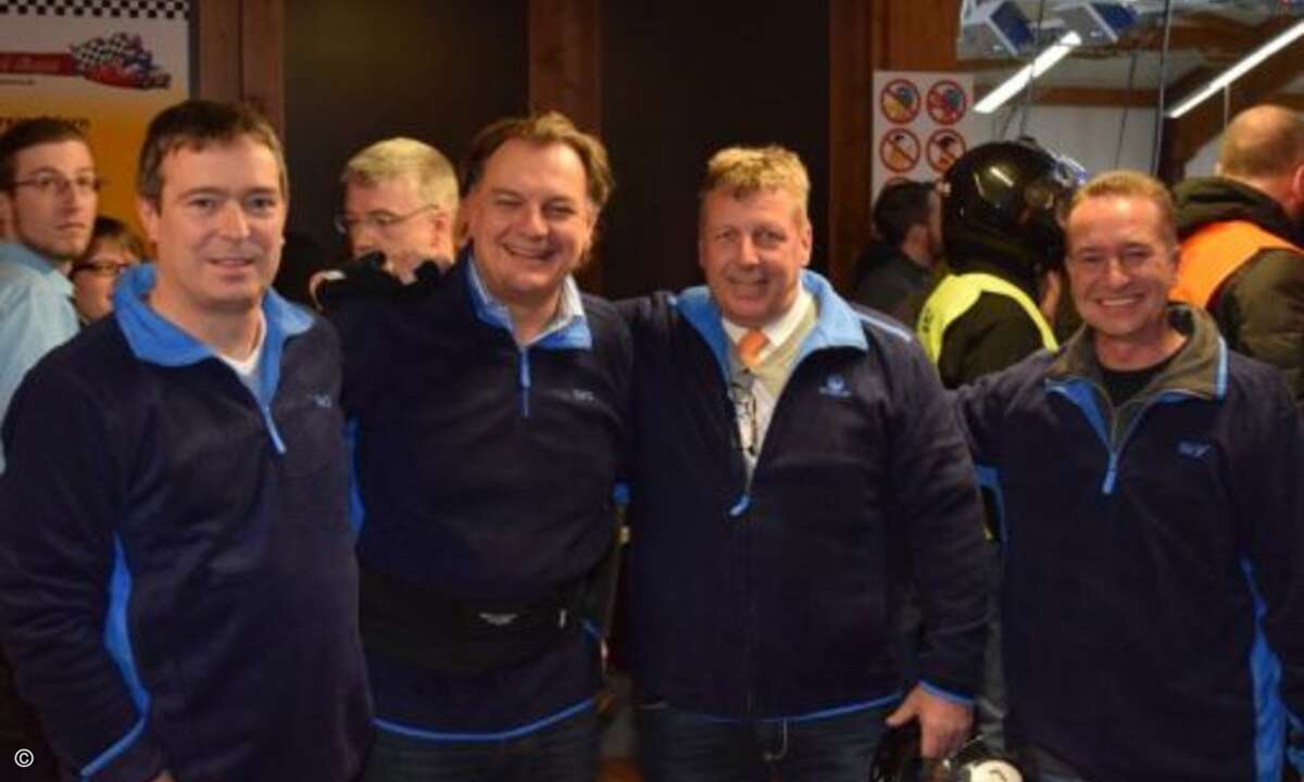 Das Team »Die drei von der Tankstelle« bestand aus Uwe Scholz von New Technology Communication (v. links), Johann Strauss von Hexis, Jürgen Kirchmann von Gigamon und Michael Schumacher von Schneider Electric (Foto: CRN)