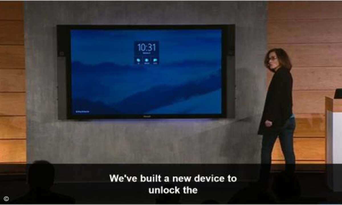 Das Surface Hub soll die Team-Arbeit in Unternehmen auf ein neues Level bringen (Bild: Screenshot Microsoft Livestream)