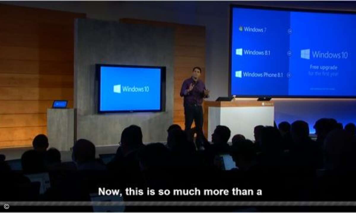 Ein Jahr lang wird das Windows as a System für die Meisten kostenlos sein (Bild: Screenshot Microsoft Livestream)