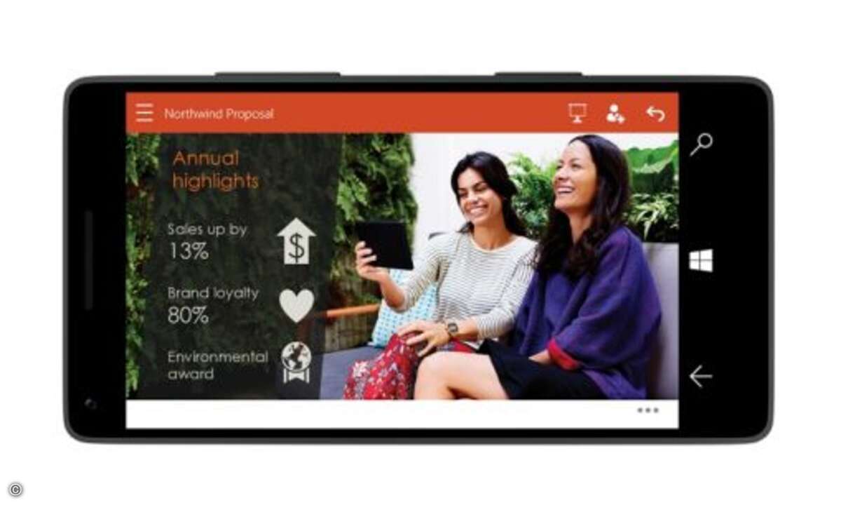 Die neue Powerpoint-App, die sich besser mit dem Finger bedienen lassen soll (Foto: Microsoft)
