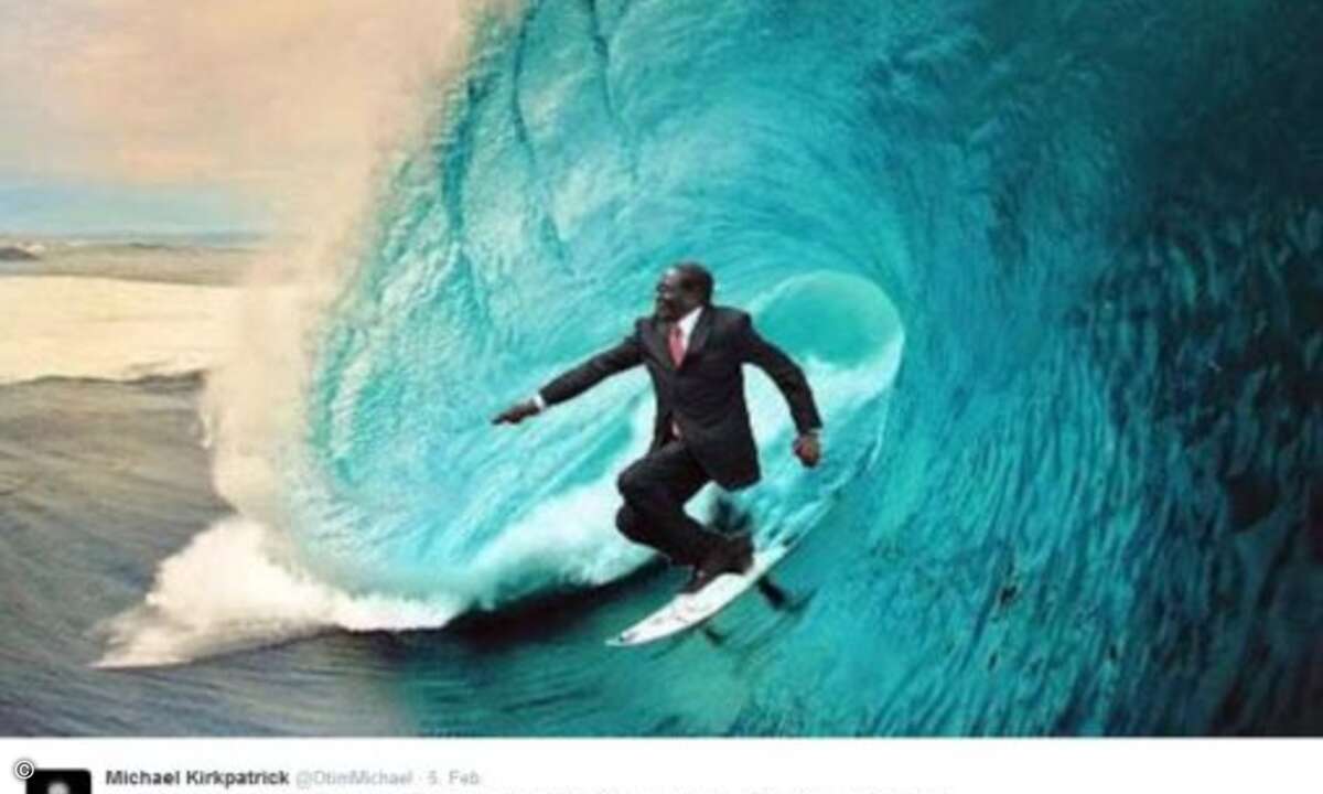 Mugabe auf der perfekten Welle (Screenshot: Twitter)