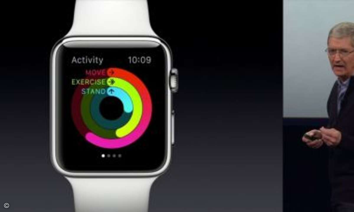 Hier sieht man das Fitness-Interface der Apple Watch (Foto: Apple / Screenshot CRN)
