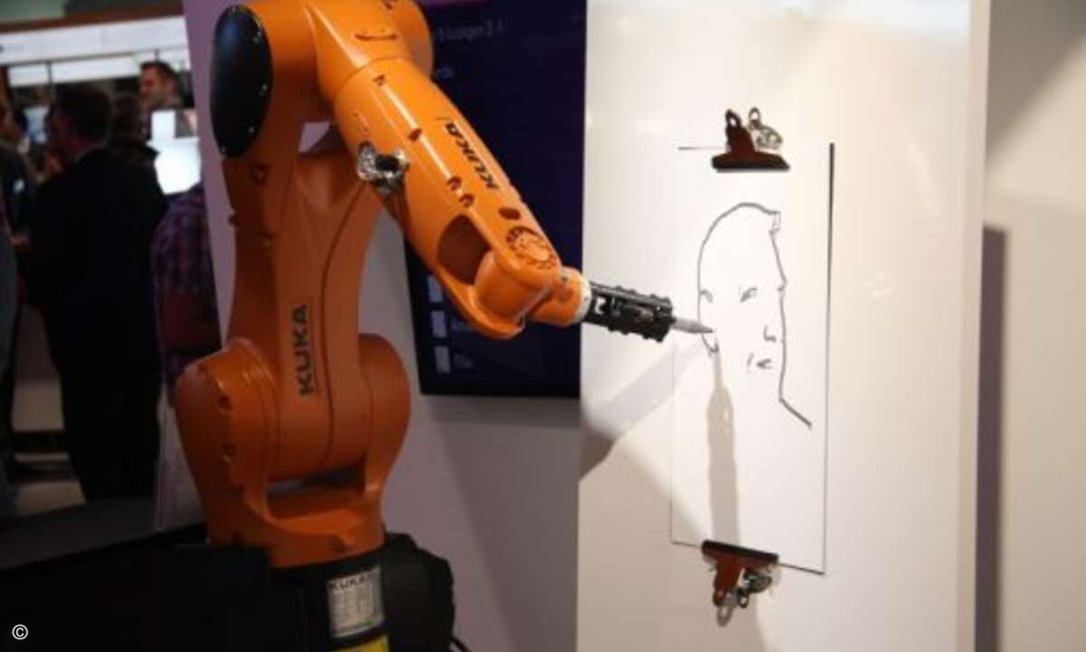 Künstlerisch begabt ist auch dieser Roboter: Er zeichnet Bilder (Bild: CRN)