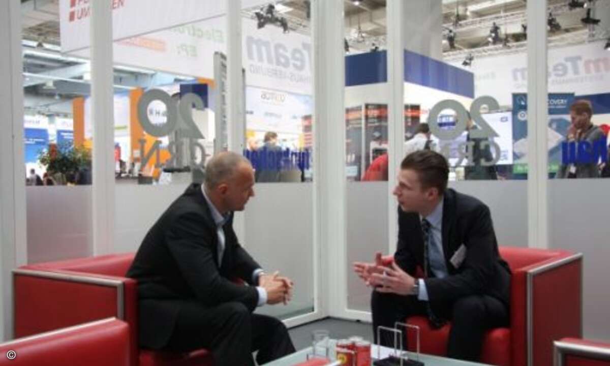 Michael Vorberger (LG) fachsimpelt mit Stefan Adelmann (CRN) (Foto: CRN)
