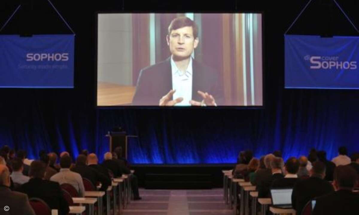 CEO Kris Hagerman begrüßt die Teilnehmer der Roadshow per Videobotschaft (Foto: Sophos)