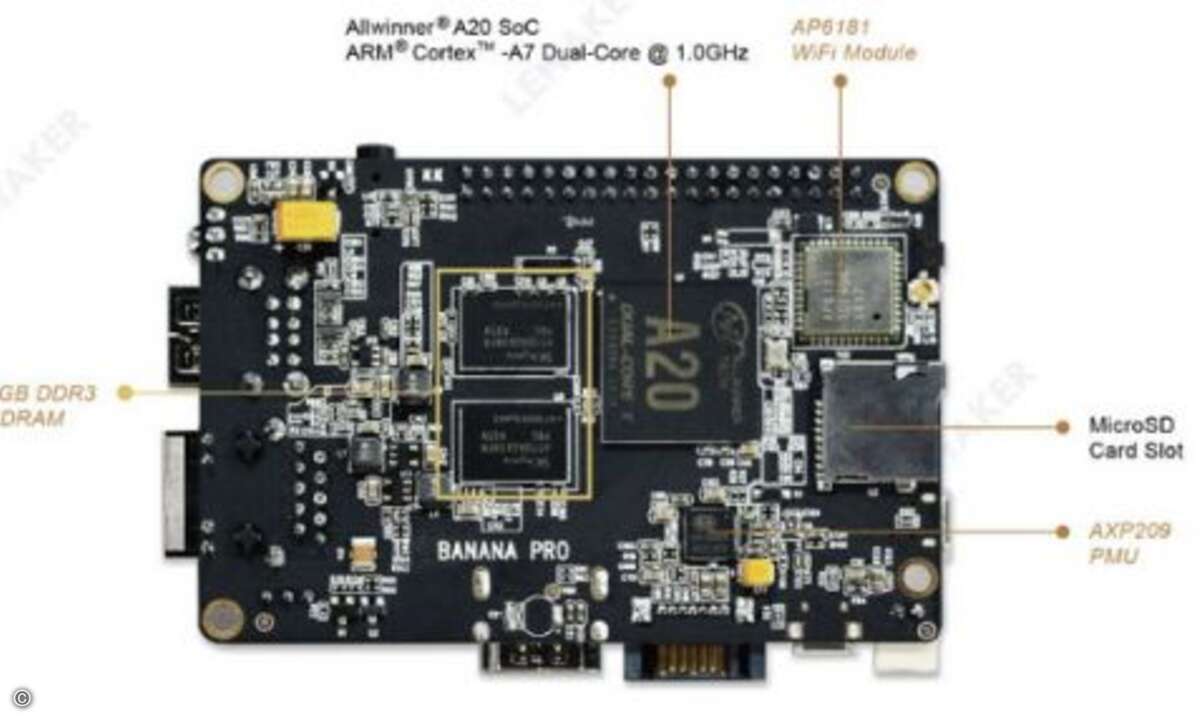 Das Banana Pro Board unterstützt neben allen gängigen Linux Systemen unter anderem auch Android, Bananian, Berryboot, openSuse, OpenWRT und BSD System. Dank integriertem W-LAN und der Möglichkeit Bluetooth zur Kommunikation zu nutzen, lässt sich das
