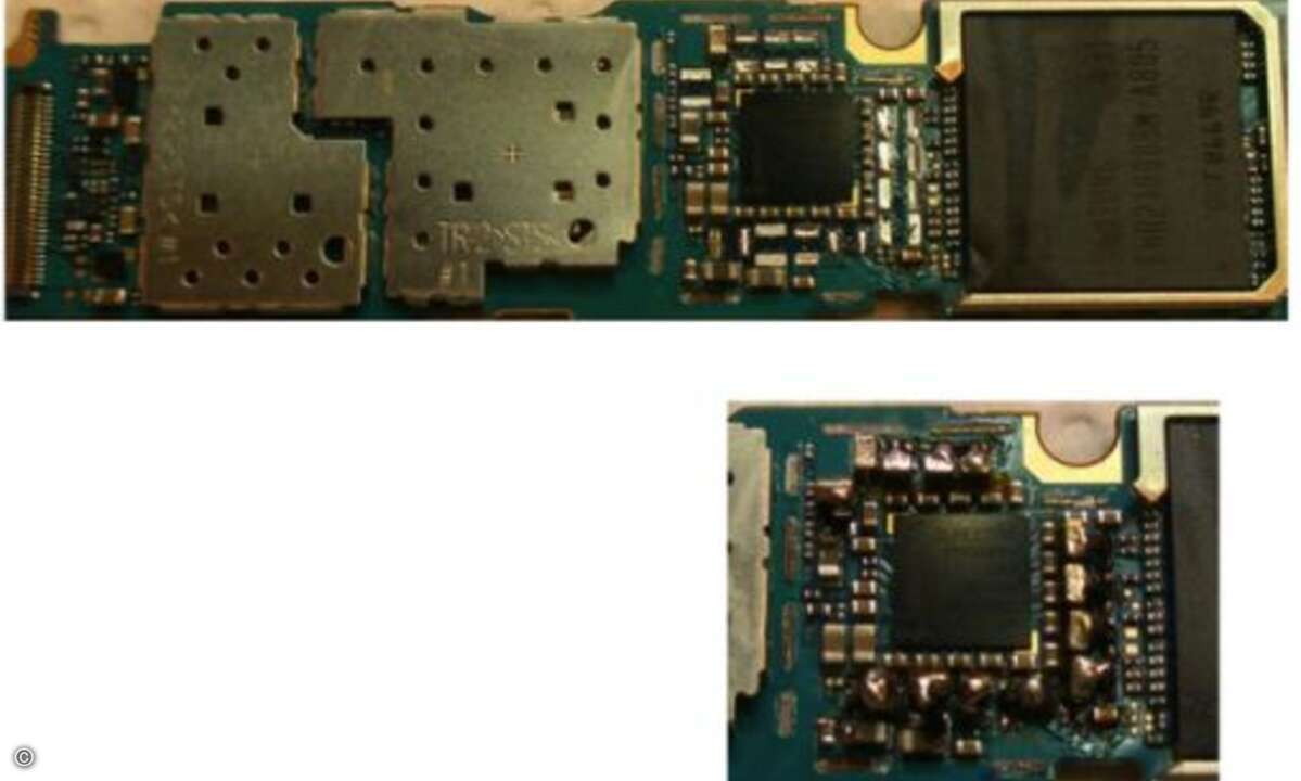 Bild mit eingelöteten Meßwiderständen und Kabeln zum Stecker für alle zu untersuchende Funktionsblöcke. (Foto: ARM)