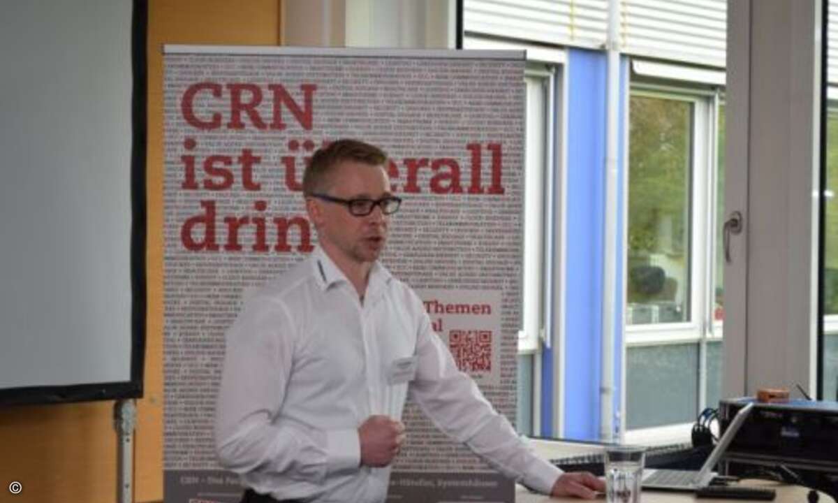 Sven Schäfer, Sales Director DACH bei Carbonite, hielt einen Vortrag über lokale Datensicherung mit webbasierten Backup (Foto: CRN)