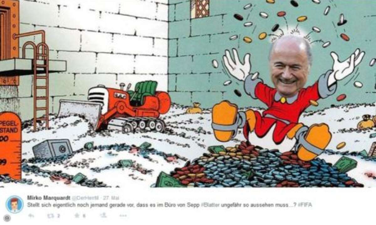 Einige fragen sich, wie es in Blatters Büro aussieht (Foto: Twitter.com)