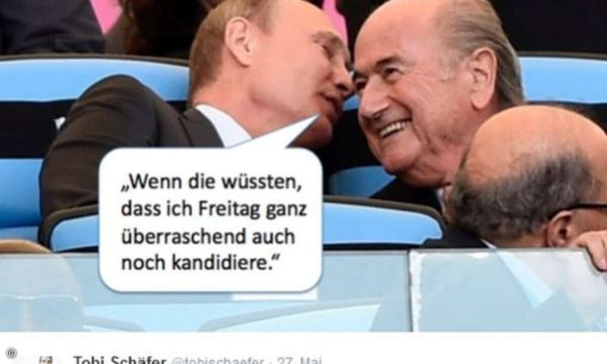 Die Nähe von Sepp Blatter zu Putin wird ebenfalls thematisiert (Foto: Twitter.com)