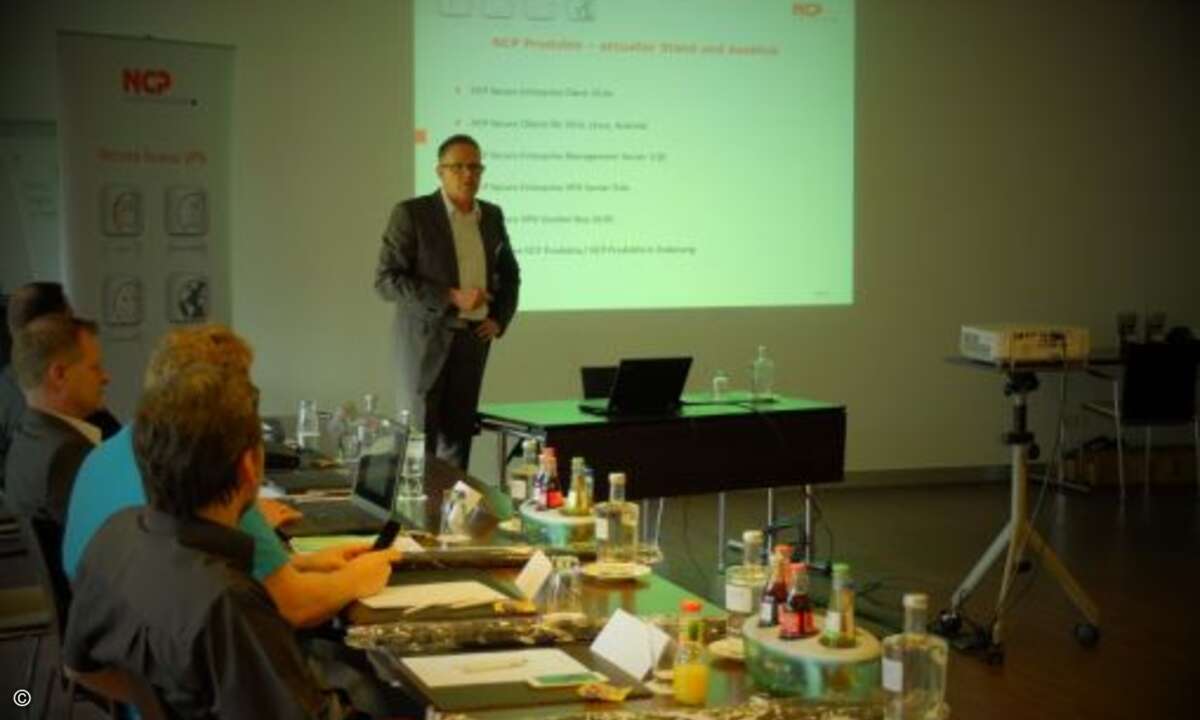 CTO Jörg Hirschmann stellt den Partnern die NCP-Roadmap vor (Foto: NCP)