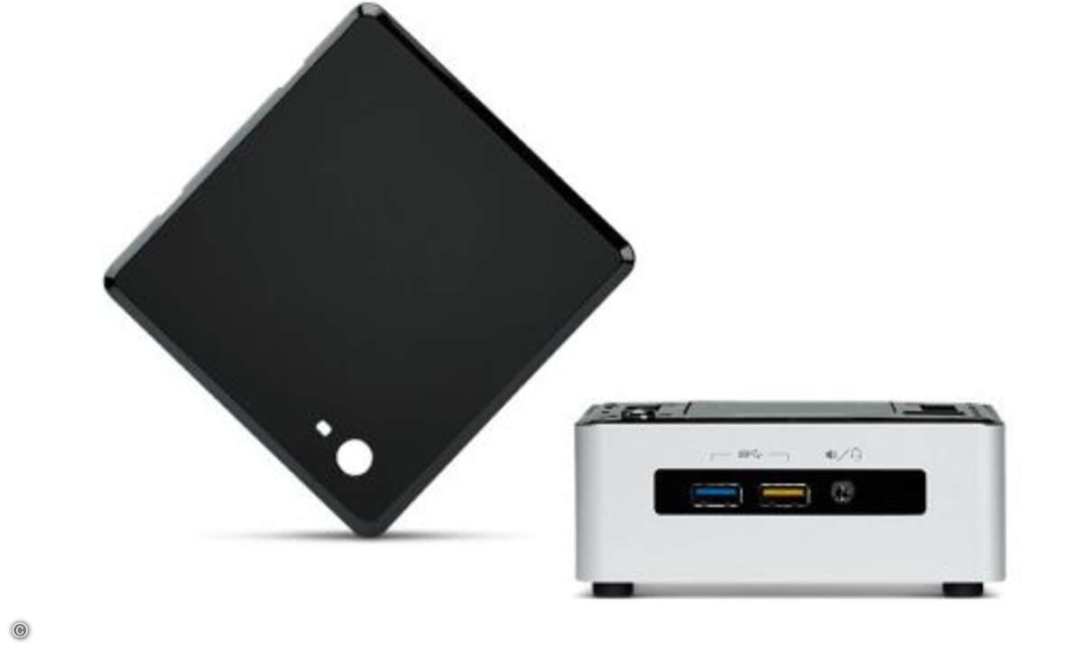 Intel NUC
Intels Mini-PC mit der neuesten Generation von Intels Core i5-Prozessor. Das ultrakompakte Gerät kann nach den eigenen Bedürfnissen mit HDD oder SSD bestückt  und als Home Theater PC oder Media Server PC eingesetzt werden. (Bild: Intel)