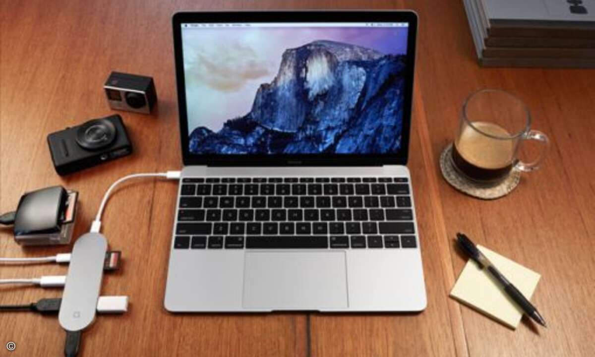 ...  nach diesem Motto erweitert der Hub+ die Anschlussmöglichkeiten am neuen MacBook... (Foto: Nonda)