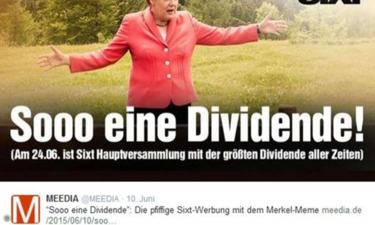 Auch die Werbeprofis von Sixt wissen das Merkelmeme zu nutzen (Foto: Twitter.com)
