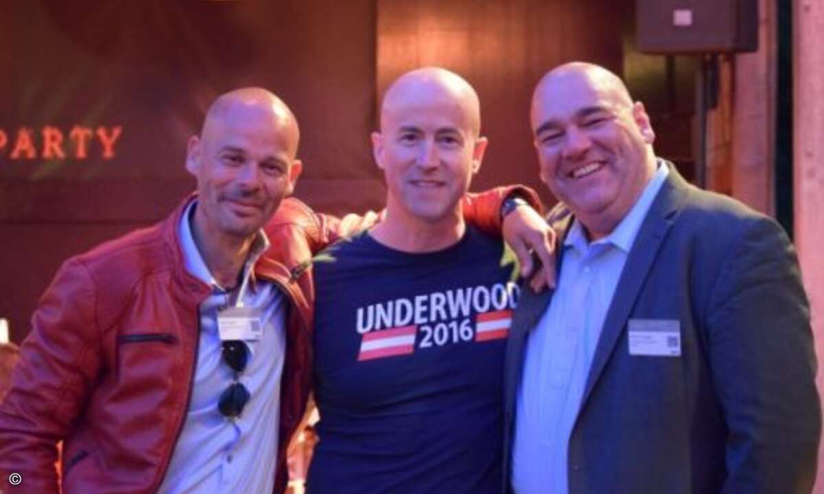 Comteam-Chef Sven Glatter, Matthäus Hose und Oliver Gorges von COP Software (Bild: CRN)