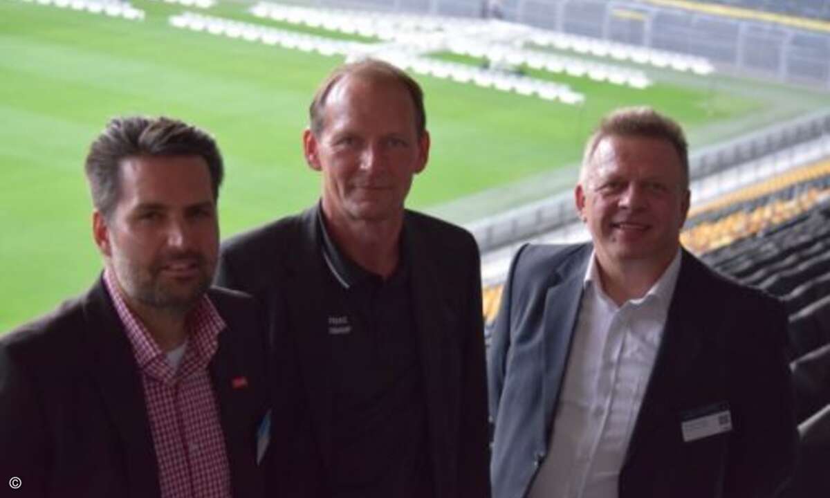 Maximilian Püschel (Interemotion), Tarox-Vorstand Matthias Steinkamp und Thorsten Garber (Medienkontor Garber) (Bild: CRN)