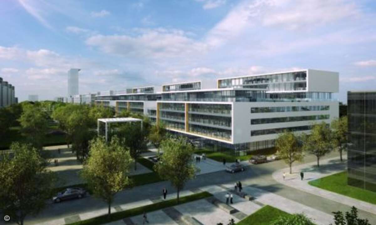 Es wird extrem viel Glas verbaut, um helle Räume zu schaffen, insgesamt 12.500 Quadratmeter (Foto: Microsoft / GPS Architekten)