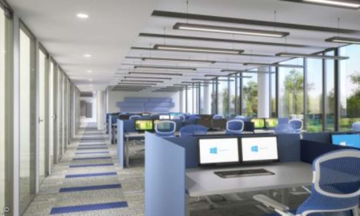 Neben Großraumbüros zum Arbeiten sind auch viele Flächen... Foto: Microsoft)