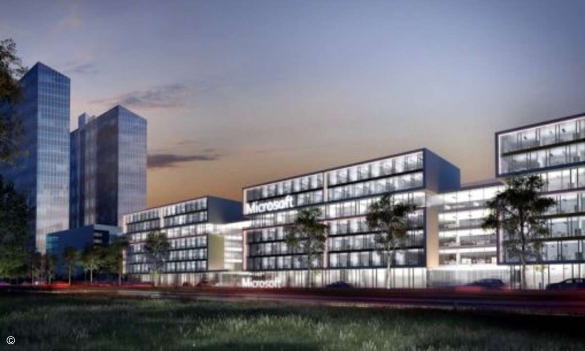Sie hat eine Fläche von 26.000 Quadratmetern und soll 1.900 Mitarbeiter beherbergen (Foto: Microsoft / GPS Architekten)
