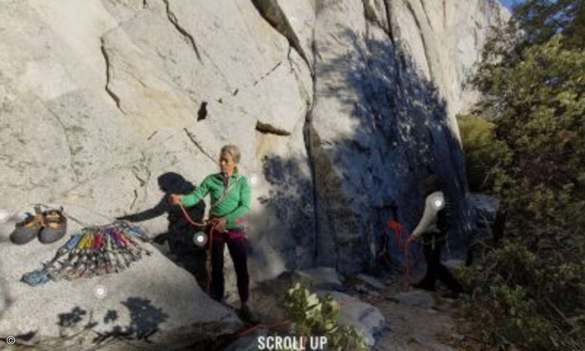 Im Basislager wird die Ausrüstung vorbereitet (Foto: Google Street View)