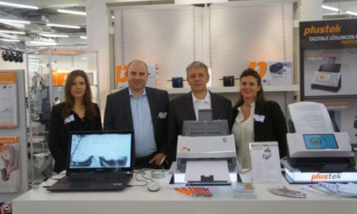 Für Reseller gab es, wie hier am Plustek-Stand, viele neue Produkte zu sehen (Bild: CRN)