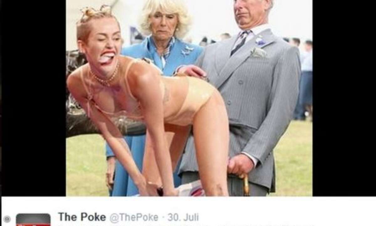 Auch Mileys Anblick scheint Charles und Camilla nicht sehr zu begeistern (Foto: Twitter.com