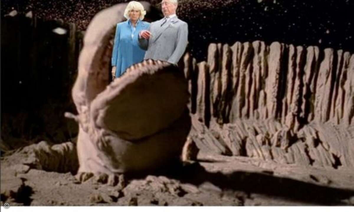 Auch vor den Sandwürmern aus Star Wars sind Charles und Camilla nicht sicher (Foto: Twitter.com)