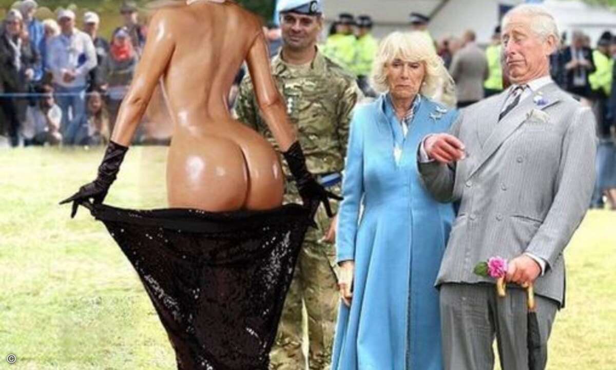 Über Kim Kardashians Schokoladenseite zeigt sich das Ehepaar »not amused« (Foto: Twitter.com)
