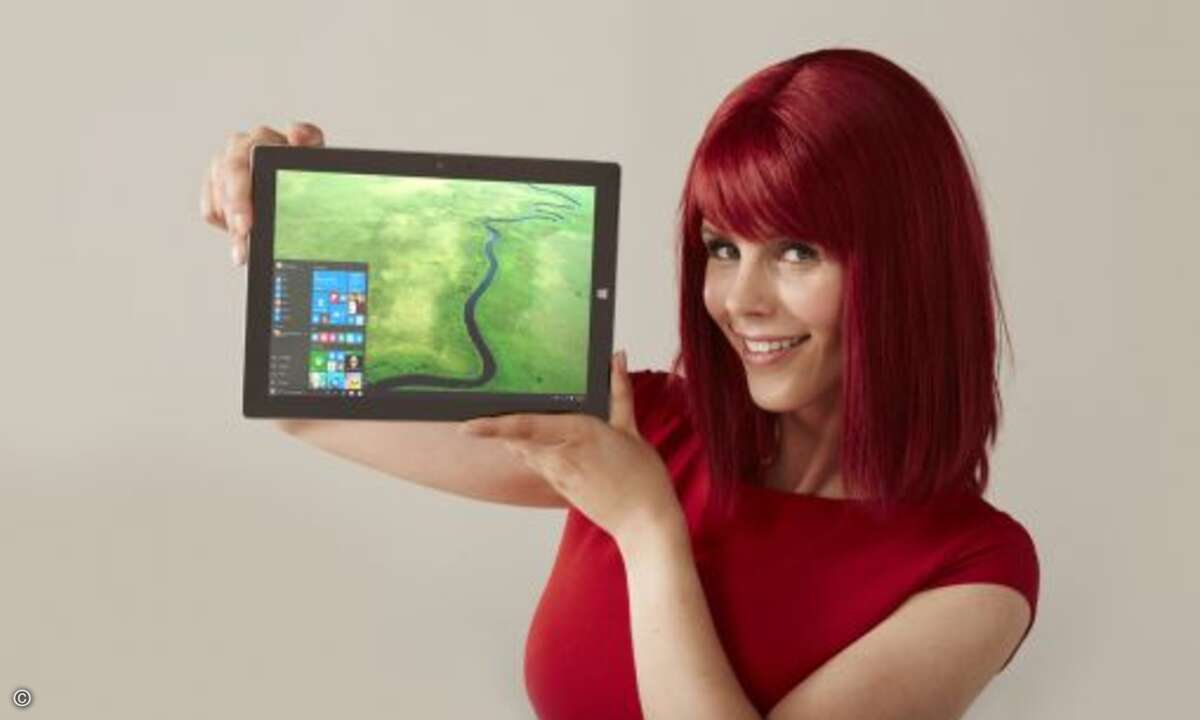 Dort verwaltet, klein aber oho - das Microsoft Surface 3 alle Aufgaben für sie (Foto: Messe Berlin)