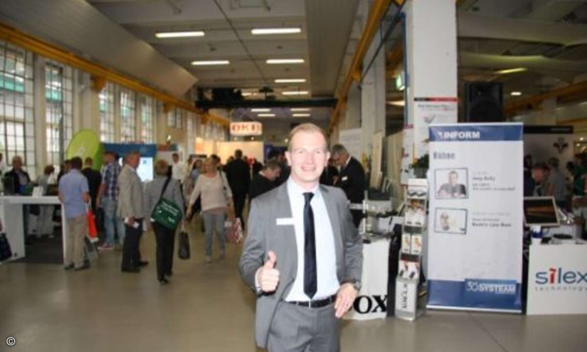 Die Hersteller, wie hier Volker Rotter von Epson, waren mit der Messe wieder sehr zufrieden