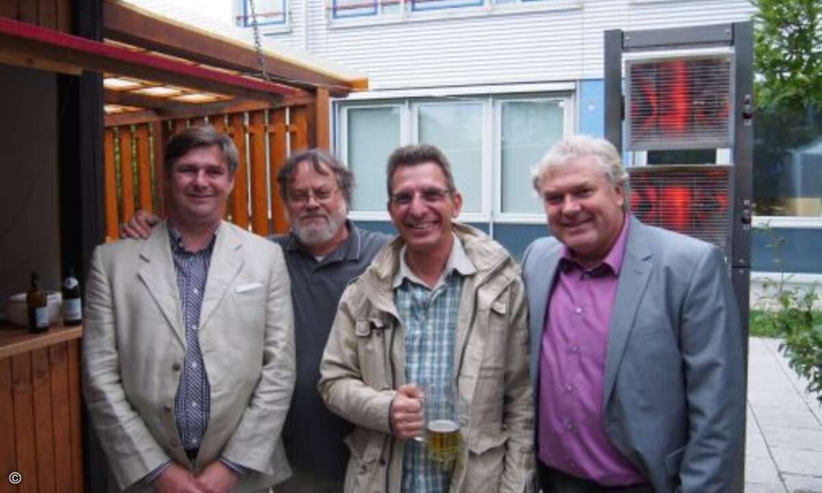 IT-Urgesteine unter sich: Samba Schulte, Wolfgang Kühn (beide CRN), Thorsten Seiffert und CRN-Chefredakteur Martin Fryba(Foto: CRN)