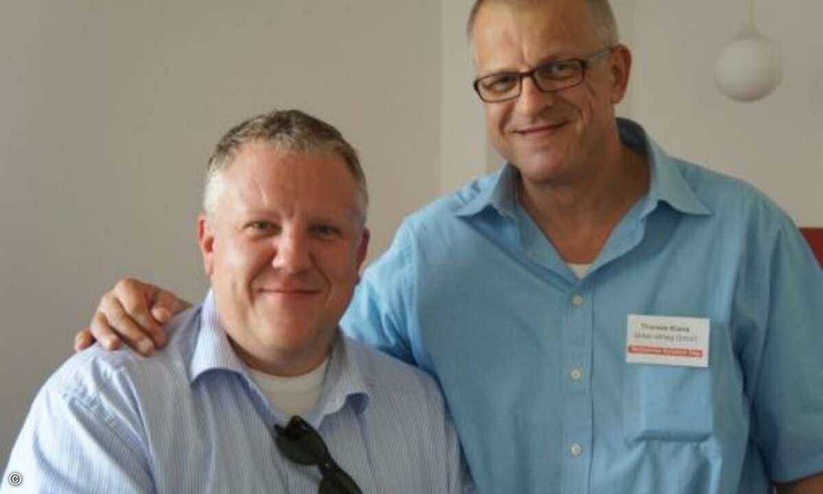 Bernd Büttner (links) mit Thomas Kranz (beide Bintec Elmeg (Foto: CRN)