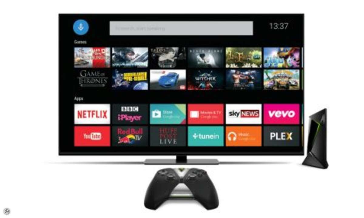 Die »Nvidia Shield TV-Box«die soll die gesamte Bandbreite des Gamings auf den Fernseher bringen (Bild: Nvidia)
