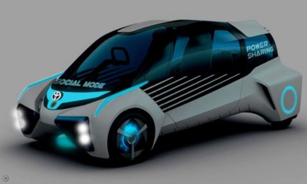 ... und mobiler Generator. Im Social Modus kann das Fahrzeug ein Einfamilienhaus mit Strom aus Wasserstoff versorgen. (Foto: Toyota)
