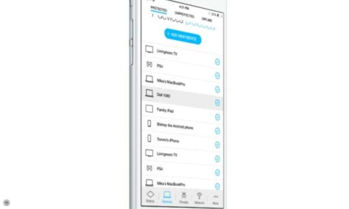 In der App lassen sich beispielsweise Infos zu den vernetzten Geräten abrufen ... (Foto: F-Secure)