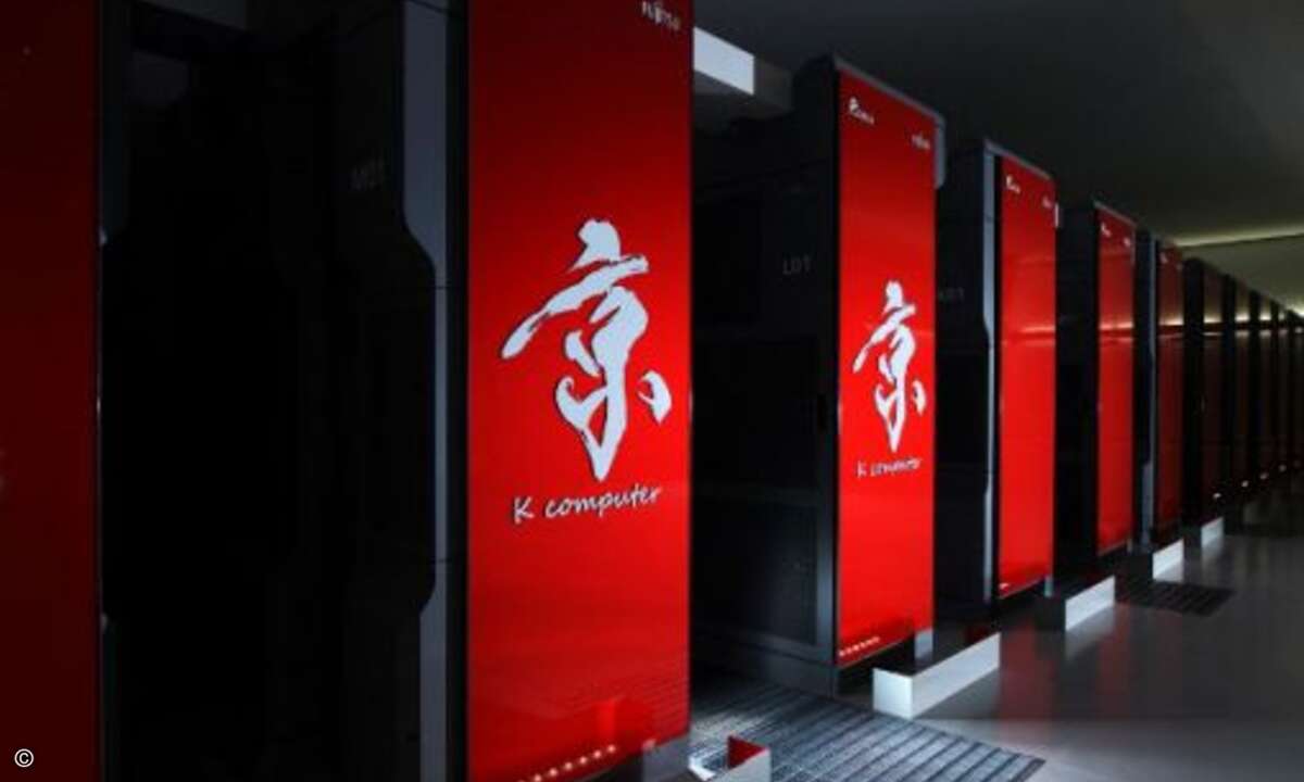 Platz 4: K-Computer
TFLOPs (Linpack): 10.510
Prozessoren: SPARC64 VIIIfx 2.0GHz, Tofu interconnect
Kerne: 705.024
Hersteller: Fujitsu
(Foto: Riken Advanced Institute for Computational Science)